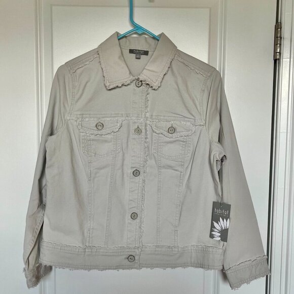 Habitat Camille Frayed Jean Jacket in Putty - Picture 2 of 15